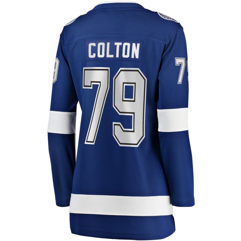 NHL Women Tampa Bay Lightning Ross Colton Fanatics Branded Blue Home Breakaway Player Jersey D002V631 Clothing