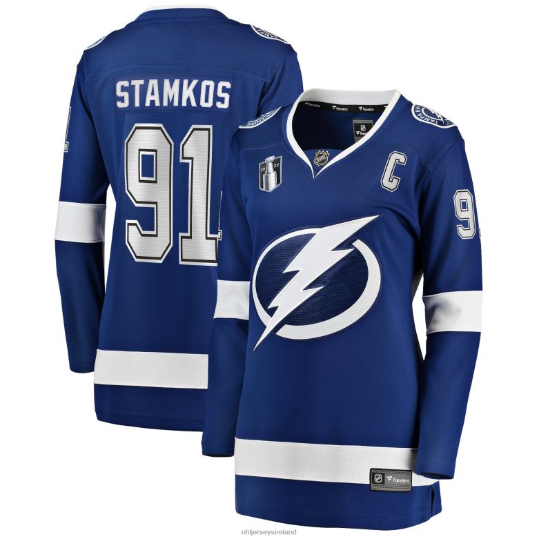 NHL Women Tampa Bay Lightning Steven Stamkos Fanatics Branded Blue Home 2022 Stanley Cup Final Breakaway Player Jersey D002V407 Clothing