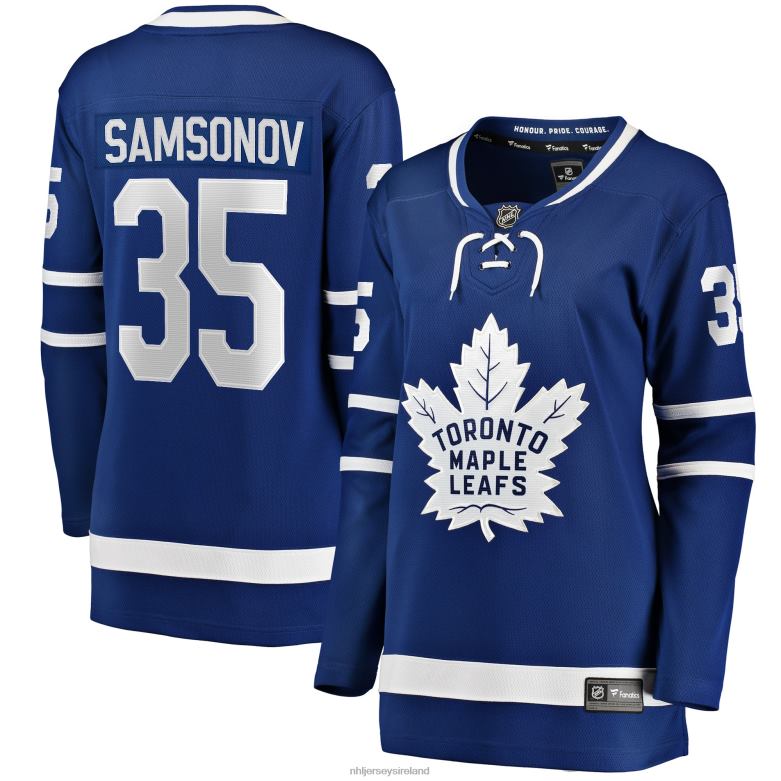 NHL Women Toronto Maple Leafs Ilya Samsonov Fanatics Branded Blue Home Breakaway Player Jersey D002V1792 Clothing