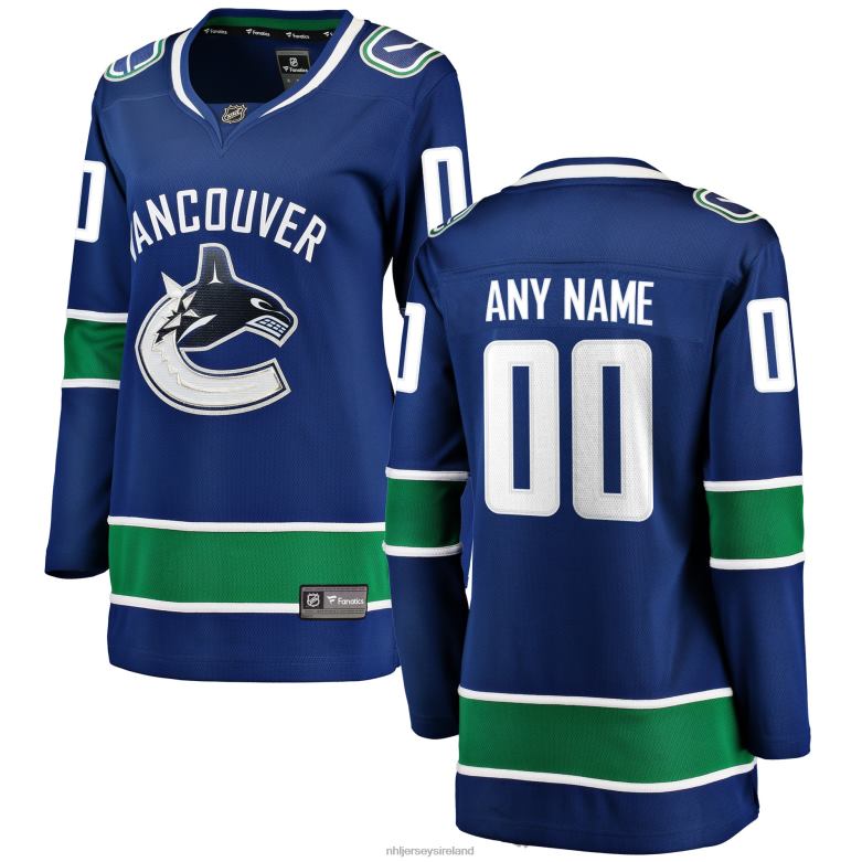 NHL Women Vancouver Canucks Fanatics Branded Blue Home Breakaway Custom Jersey D002V1108 Clothing