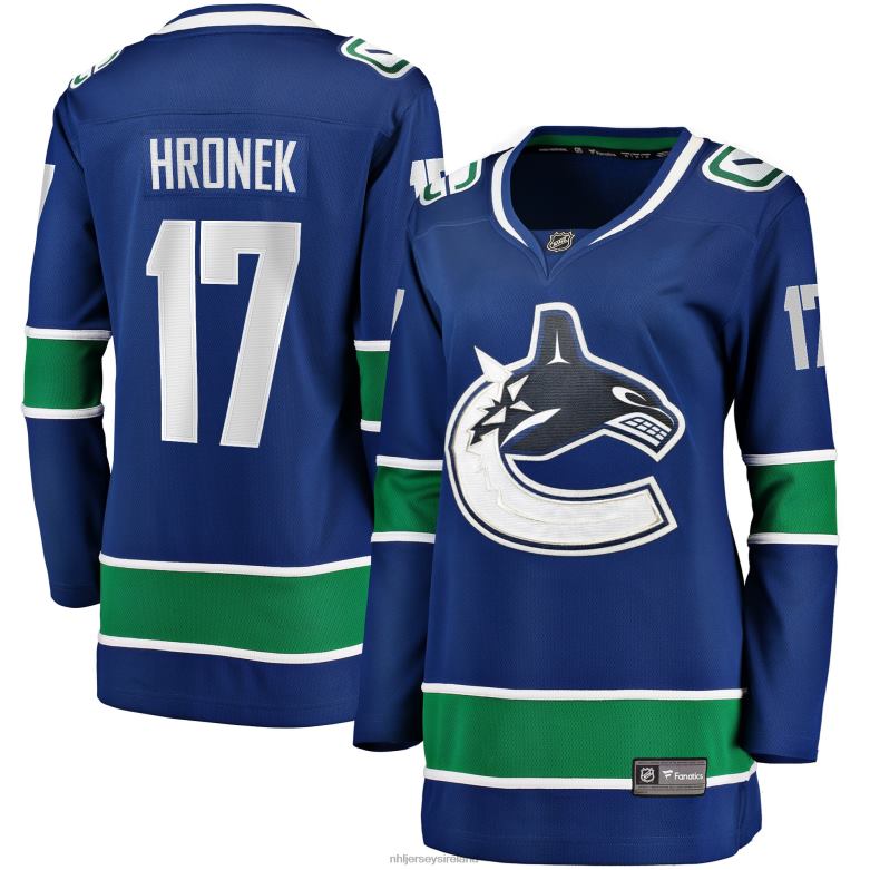 NHL Women Vancouver Canucks Filip Hronek Fanatics Branded Blue Home Breakaway Jersey D002V1685 Clothing