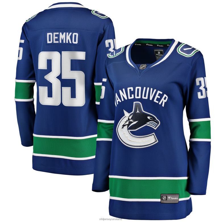 NHL Women Vancouver Canucks Thatcher Demko Fanatics Branded Blue Home Breakaway Player Jersey D002V1460 Clothing