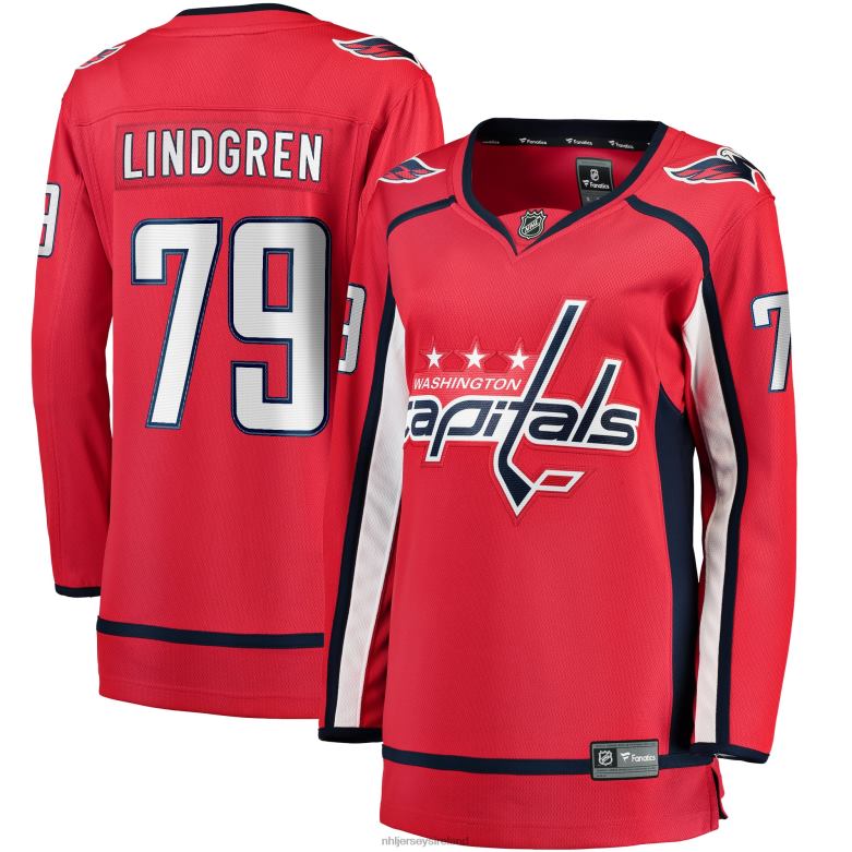 NHL Women Washington Capitals Charlie Lindgren Fanatics Branded Red Home Breakaway Player Jersey D002V1898 Clothing
