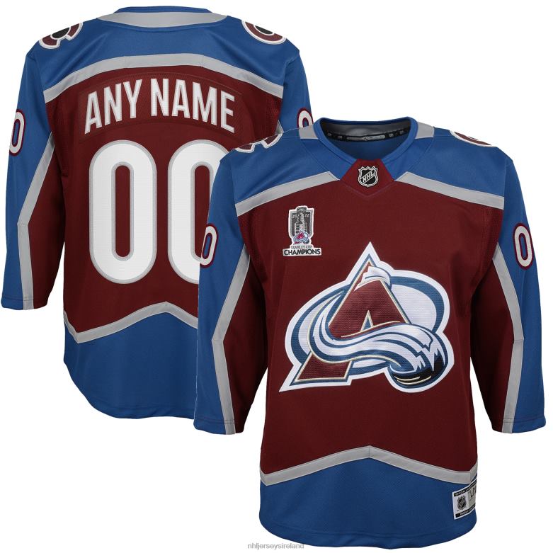 NHL Youth Colorado Avalanche Burgundy Home 2022 Stanley Cup Champions Premier Custom Jersey D002V325 Clothing