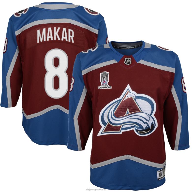 NHL Youth Colorado Avalanche Cale Makar Burgundy Home 2022 Stanley Cup Champions Premier Player Jersey D002V412 Clothing