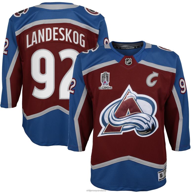 NHL Youth Colorado Avalanche Gabriel Landeskog Burgundy Home 2022 Stanley Cup Champions Premier Player Jersey D002V916 Clothing