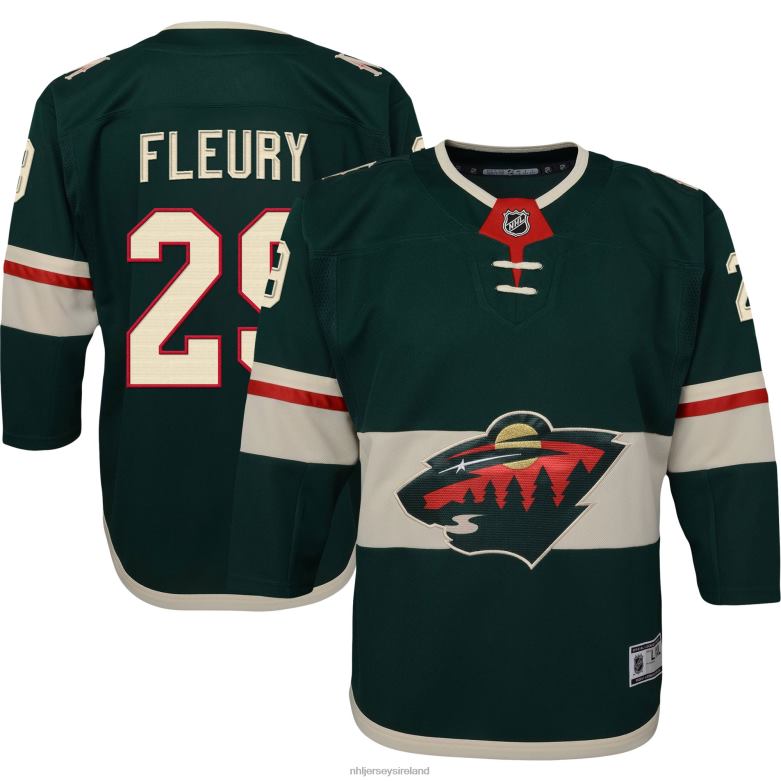 NHL Youth Minnesota Wild Marc-Andre Fleury Green Home Premier Player Jersey D002V176 Clothing