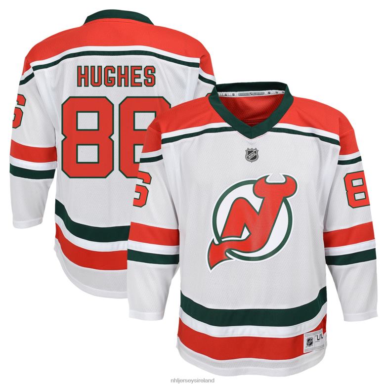NHL Youth New Jersey Devils Jack Hughes White 2022/23 Heritage Replica Jersey D002V335 Clothing