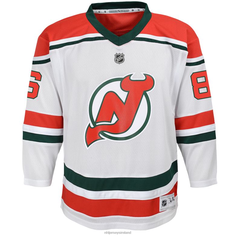 NHL Youth New Jersey Devils Jack Hughes White 2022/23 Heritage Replica Jersey D002V335 Clothing