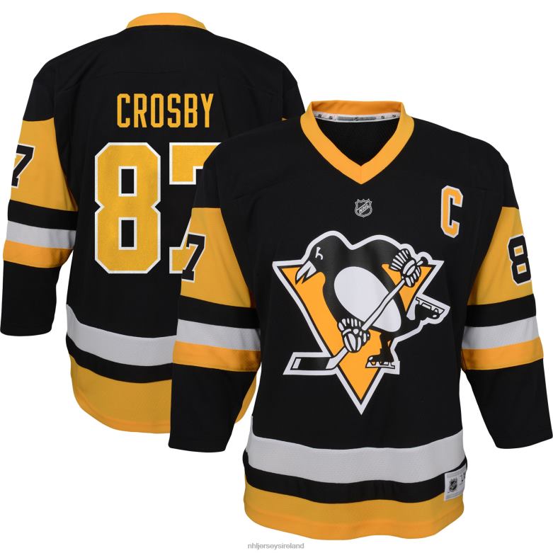 NHL Youth Pittsburgh Penguins Sidney Crosby Black Captain Patch Home Replica Player Jersey D002V56 Clothing
