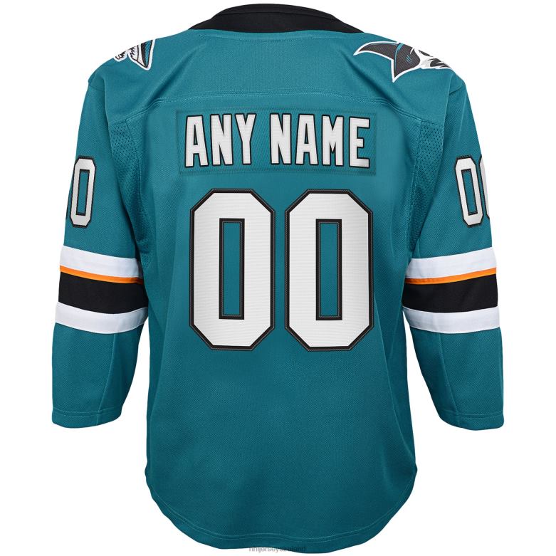 NHL Youth San Jose Sharks Teal 2019/20 Home Premier Custom Jersey D002V1916 Clothing