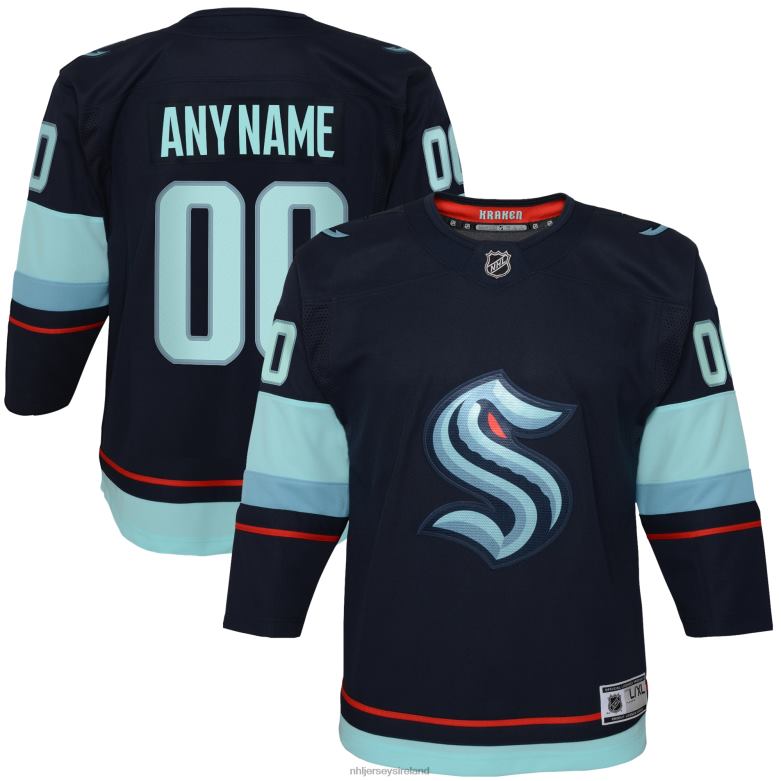 NHL Youth Seattle Kraken Navy Home Premier Custom Jersey D002V217 Clothing