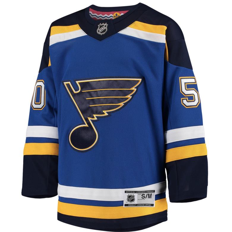 NHL Youth St Louis Blues Jordan Binnington Blue Home Premier Player Jersey D002V1420 Clothing
