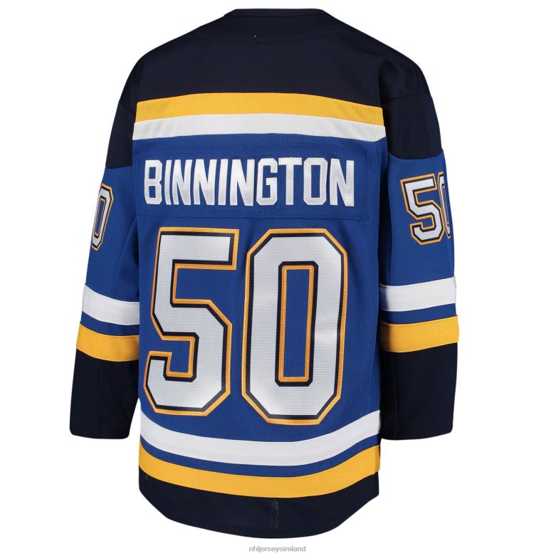 NHL Youth St Louis Blues Jordan Binnington Blue Home Premier Player Jersey D002V1420 Clothing