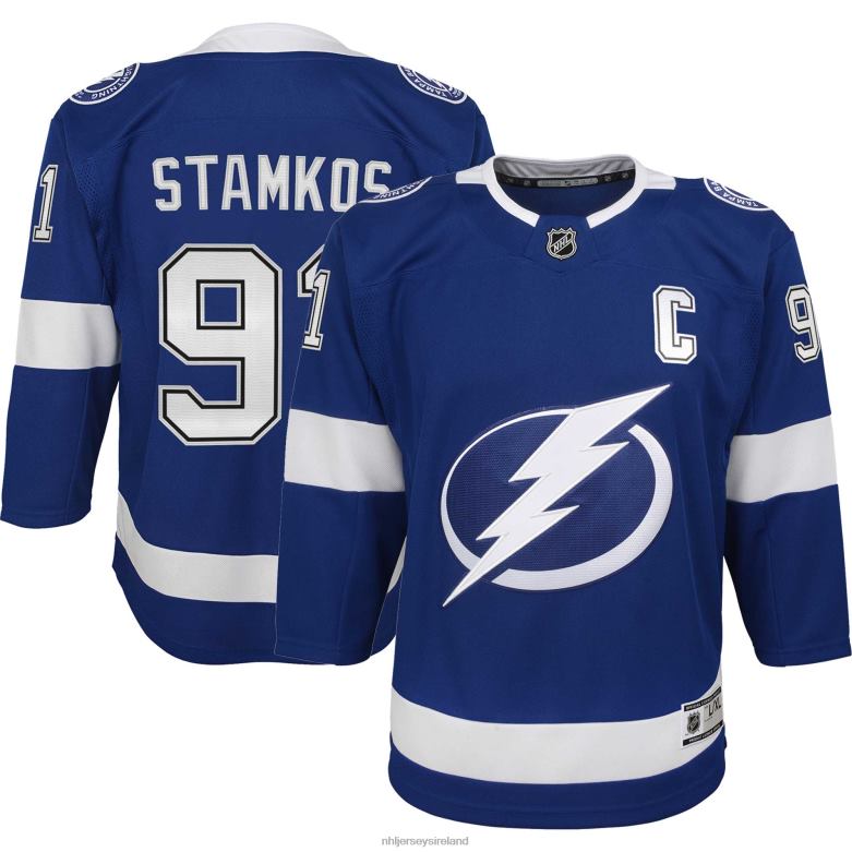 NHL Youth Tampa Bay Lightning Steven Stamkos Blue Home Captain Premier Player Jersey D002V527 Clothing