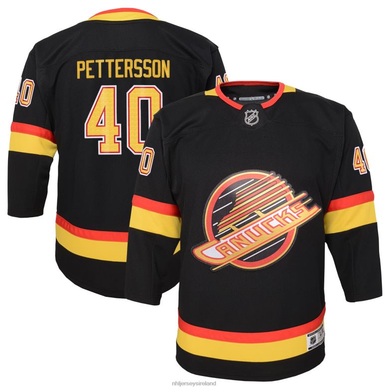 NHL Youth Vancouver Canucks Elias Pettersson Black 2019/20 Flying Skate Premier Player Jersey D002V1760 Clothing