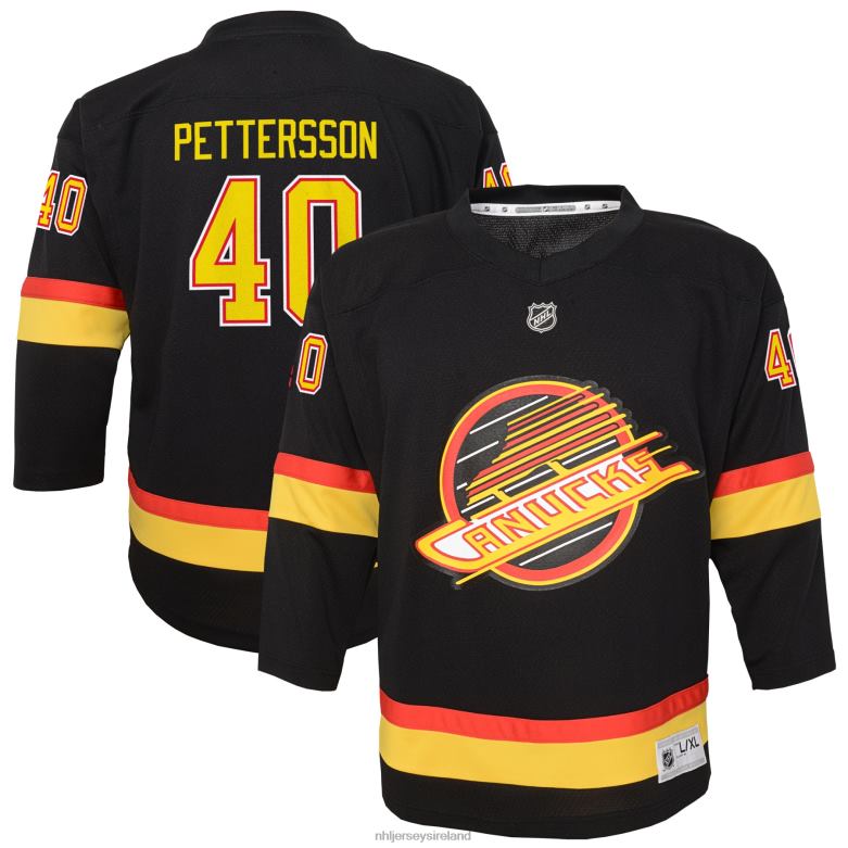 NHL Youth Vancouver Canucks Elias Pettersson Black 2019/20 Flying Skate Replica Player Jersey D002V719 Clothing