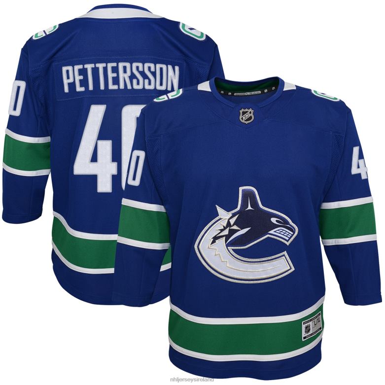 NHL Youth Vancouver Canucks Elias Pettersson Blue 2019/20 Home Premier Player Jersey D002V1798 Clothing