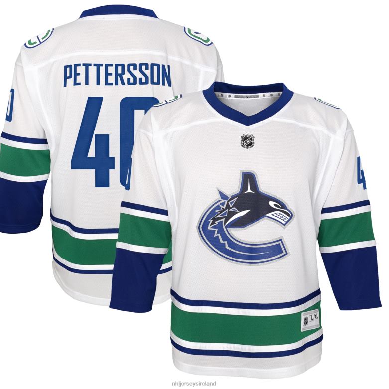 NHL Youth Vancouver Canucks Elias Pettersson White 2019/20 Away Replica Player Jersey D002V1814 Clothing