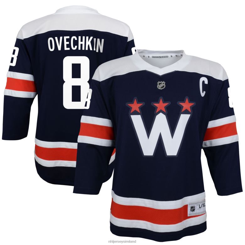 NHL Youth Washington Capitals Alexander Ovechkin Navy 2020/21 Alternate Replica Player Jersey D002V381 Clothing