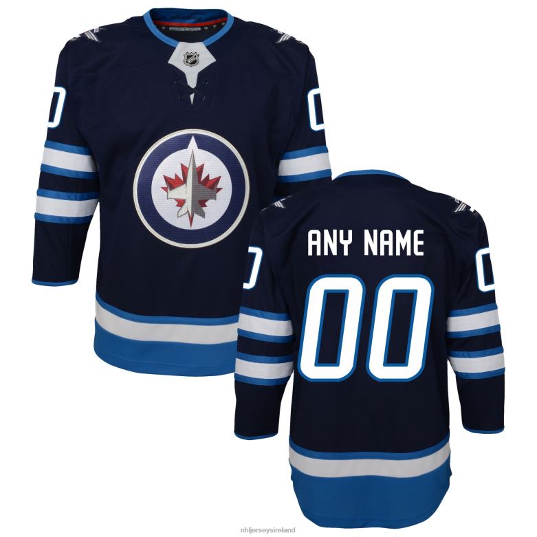 NHL Youth Winnipeg Jets Navy Home Premier Custom Jersey D002V1074 Clothing