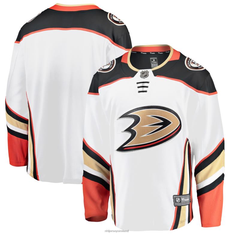 NHL Men Anaheim Ducks Fanatics Branded White Breakaway Away Jersey D002V799 Clothing