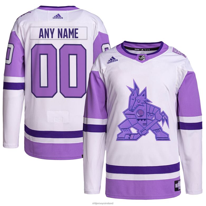NHL Men Arizona Coyotes Adidas White/Purple Hockey Fights Cancer Primegreen Authentic Custom Jersey D002V2091 Clothing