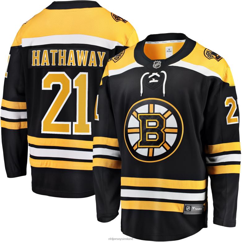 NHL Men Boston Bruins Garnet Hathaway Fanatics Branded Black Home Breakaway Jersey D002V1014 Clothing