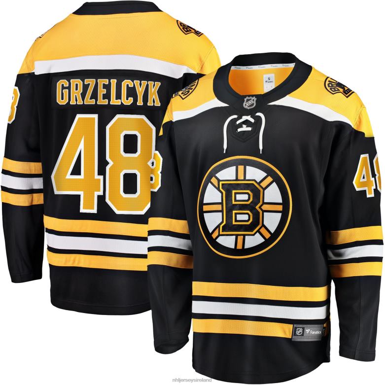 NHL Men Boston Bruins Matt Grzelcyk Fanatics Branded Black Team Home Breakaway Player Jersey D002V909 Clothing