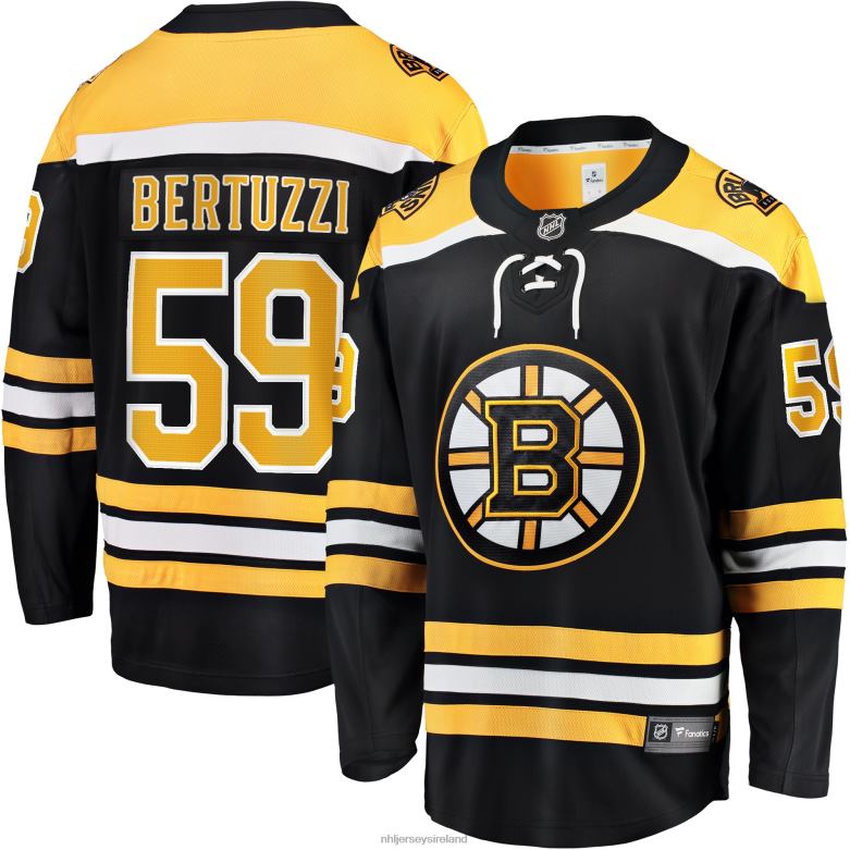 NHL Men Boston Bruins Tyler Bertuzzi Fanatics Branded Black Home Breakaway Jersey D002V107 Clothing