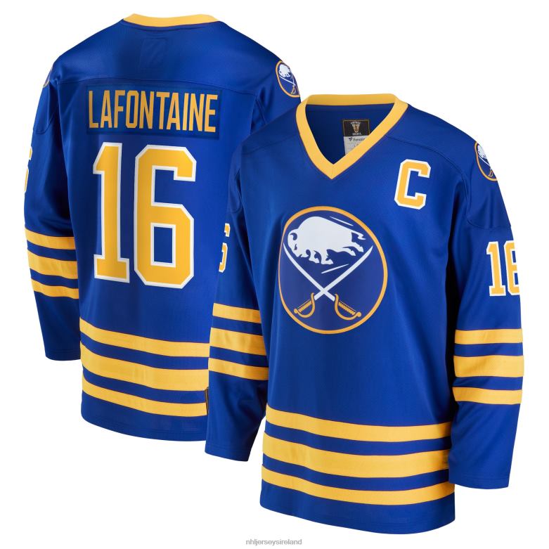 NHL Men Buffalo Sabres Pat Lafontaine Fanatics Branded Royal Breakaway Retired Player Jersey D002V231 Clothing