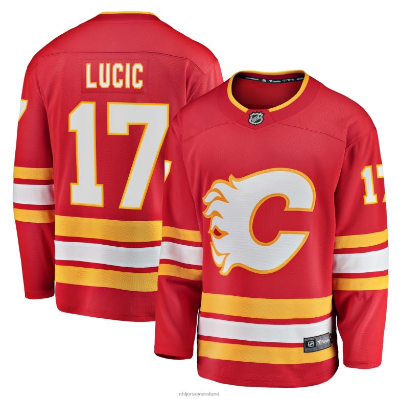 NHL Men Calgary Flames Milan Lucic Fanatics Branded Red Home Breakaway Player Jersey D002V1119 Clothing