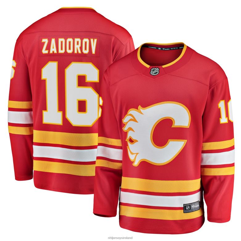 NHL Men Calgary Flames Nikita Zadorov Fanatics Branded Red Home Breakaway Player Jersey D002V1875 Clothing