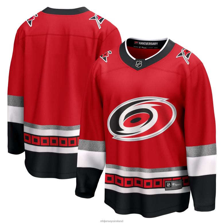 NHL Men Carolina Hurricanes Fanatics Branded Red 25Th Anniversary Premier Breakaway Blank Jersey D002V815 Clothing