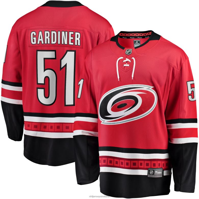 NHL Men Carolina Hurricanes Jake Gardiner Fanatics Branded Red Home Breakaway Player Jersey D002V1872 Clothing