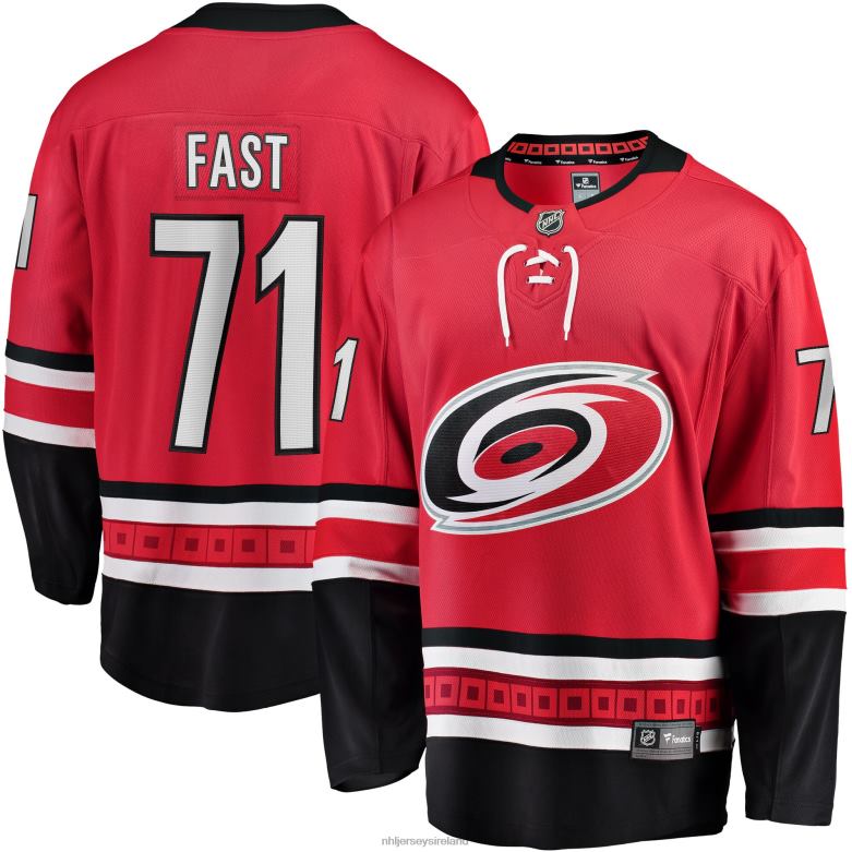 NHL Men Carolina Hurricanes Jesper Fast Fanatics Branded Red Home Breakaway Jersey D002V1871 Clothing