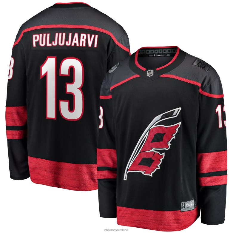 NHL Men Carolina Hurricanes Jesse Puljujarvi Fanatics Branded Black Home Breakaway Jersey D002V1467 Clothing