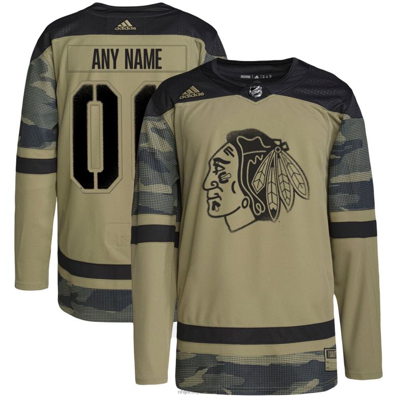 NHL Men Chicago Blackhawks Adidas Camo Military Appreciation Team Authentic Custom Practice Jersey D002V2232 Clothing
