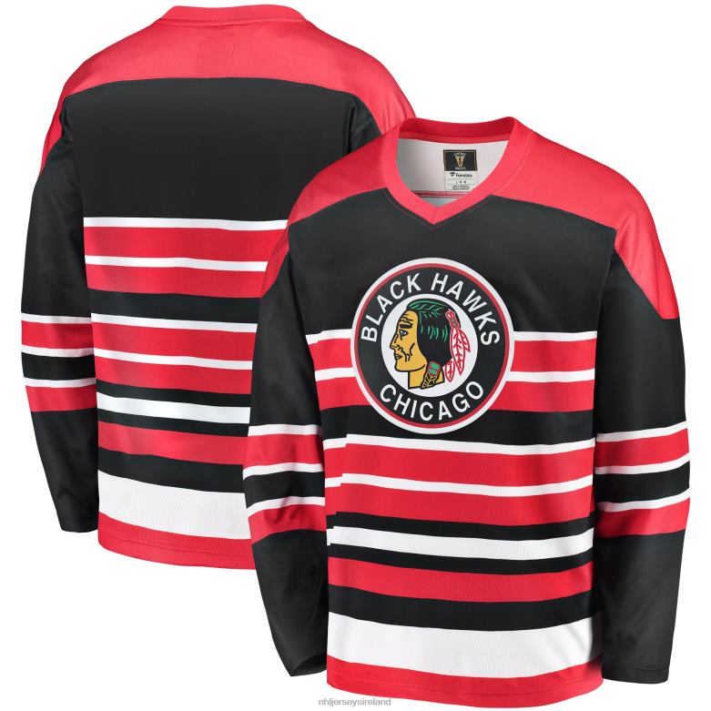 NHL Men Chicago Blackhawks Fanatics Branded Red/Black Premier Breakaway Heritage Blank Jersey D002V670 Clothing