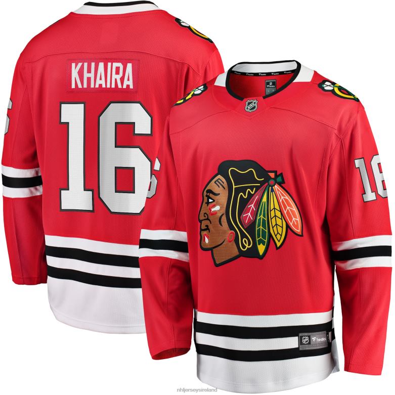 NHL Men Chicago Blackhawks Jujhar Khaira Fanatics Branded Red Home Team Breakaway Player Jersey D002V1638 Clothing