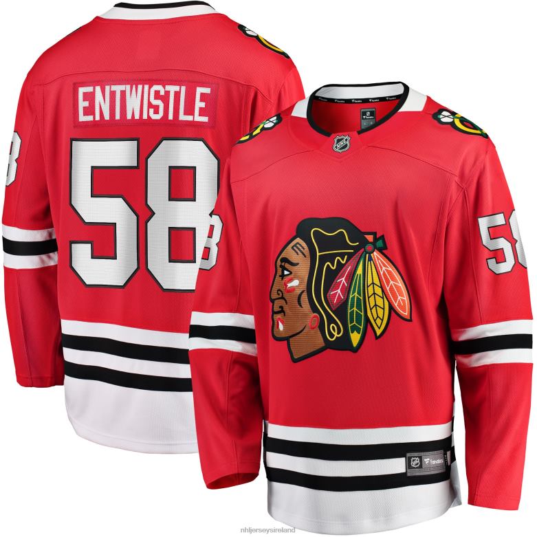 NHL Men Chicago Blackhawks Mackenzie Entwistle Fanatics Branded Red Home Breakaway Player Jersey D002V2324 Clothing