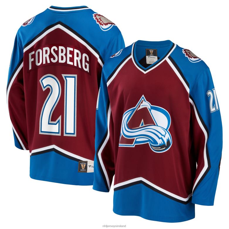 NHL Men Colorado Avalanche Peter Forsberg Fanatics Branded Burgundy Breakaway Retired Player Jersey D002V57 Clothing