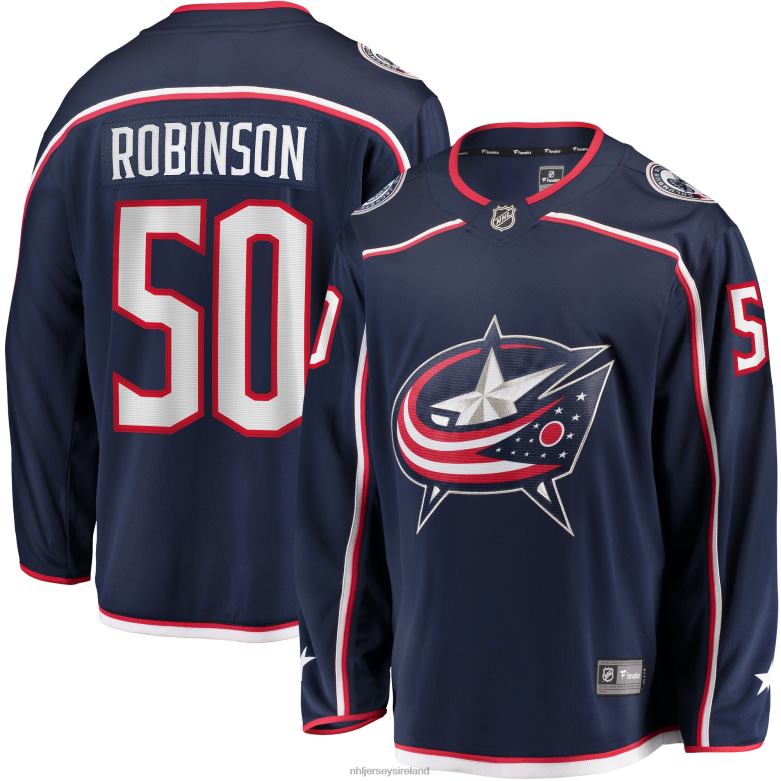 NHL Men Columbus Blue Jackets Eric Robinson Fanatics Branded Navy Home Breakaway Player Jersey D002V2426 Clothing