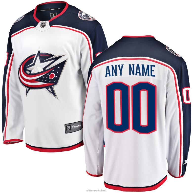 NHL Men Columbus Blue Jackets Fanatics Branded White Away Breakaway Custom Jersey D002V1435 Clothing