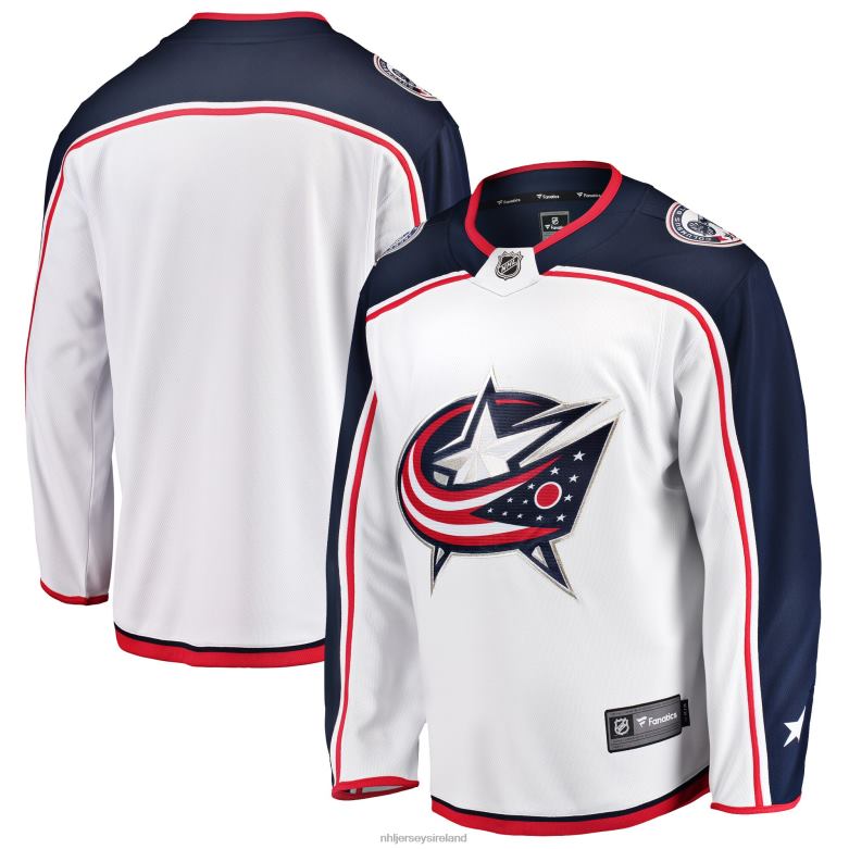 NHL Men Columbus Blue Jackets Fanatics Branded White Breakaway Away Jersey D002V1197 Clothing