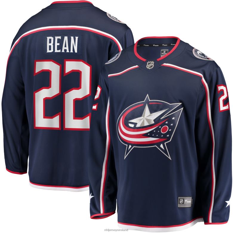 NHL Men Columbus Blue Jackets Jake Bean Fanatics Branded Navy Home Breakaway Player Jersey D002V2222 Clothing