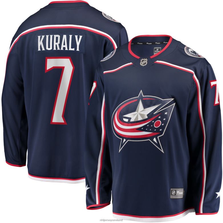 NHL Men Columbus Blue Jackets Sean Kuraly Fanatics Branded Navy Home Breakaway Player Jersey D002V1682 Clothing