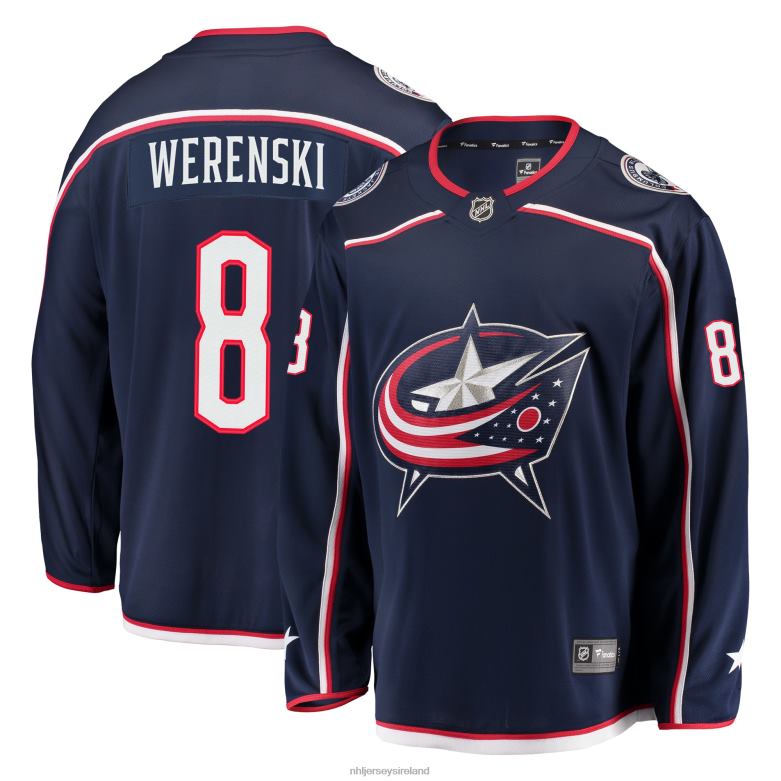 NHL Men Columbus Blue Jackets Zach Werenski Fanatics Branded Navy Breakaway Jersey D002V1802 Clothing