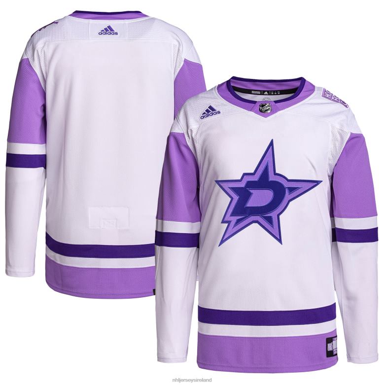 NHL Men Dallas Stars Adidas White/Purple Hockey Fights Cancer Primegreen Authentic Blank Practice Jersey D002V807 Clothing