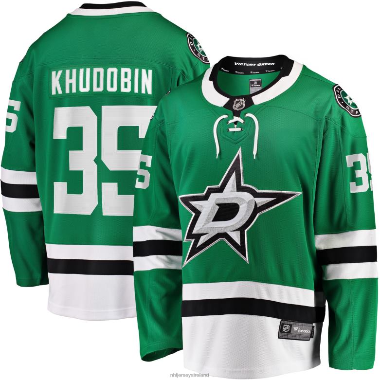 NHL Men Dallas Stars Anton Khudobin Fanatics Branded Kelly Green Breakaway Player Jersey D002V2342 Clothing